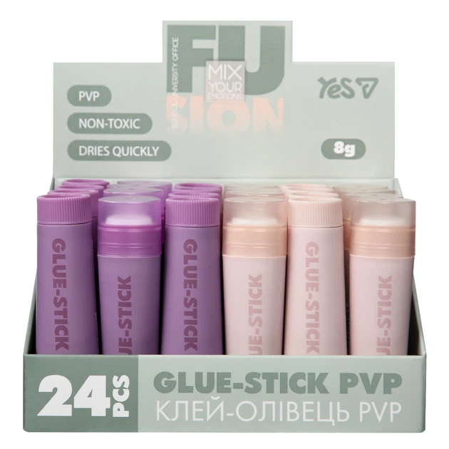Клей-олівець 8г YES 320313 Fusion PVP (24) /320313/ - Фото 3 Клей-олівець 8г YES 320313 Fusion PVP (24) /320313/ - изображение 3