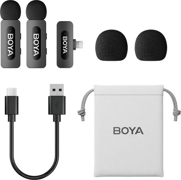 Бездротовий петличний мікрофон BOYA BY-V2 Lightning Black - изображение 2