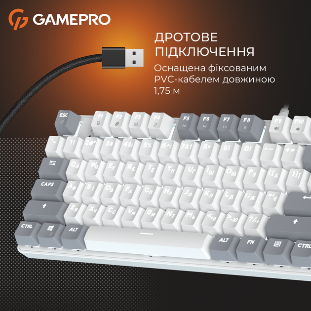 Клавіатура дротова GamePro Genesis Metallic MK110W Outemu Red Switch USB White (MK110W) - зображення 8