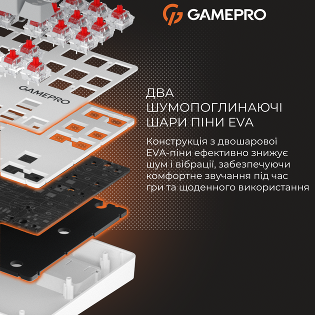 Клавіатура дротова GamePro Genesis Metallic MK110W Outemu Red Switch USB White (MK110W) - Фото 10 Клавіатура дротова GamePro Genesis Metallic MK110W Outemu Red Switch USB White (MK110W) - зображення 10