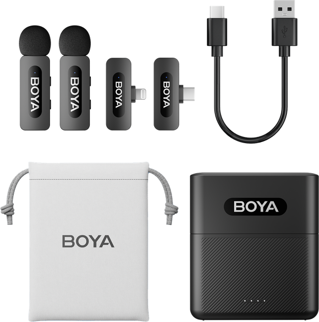 Бездротовий петличний мікрофон BOYA BY-V3 combo Type-C/Lightning Black - зображення 2