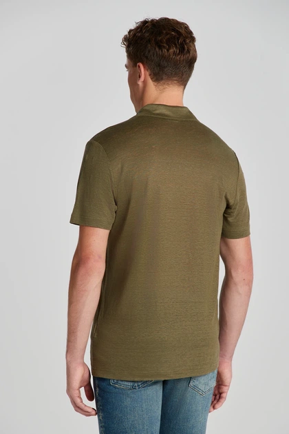 Чоловіча сорочка-поло Gant Linen Ss поло з льону хакі L 2013016 301 (L) - изображение 4