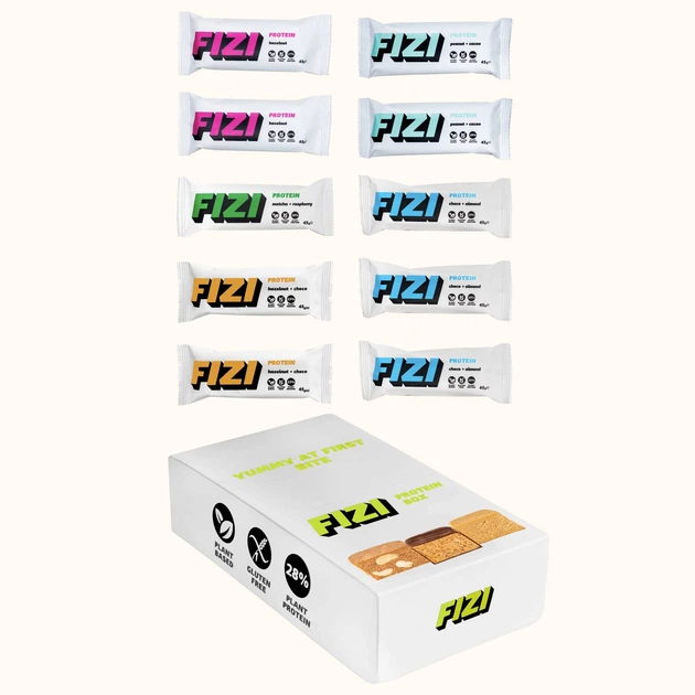 Набір протеїнових батончиків FIZI Protein box 10 шт Веган (4820262540405) - зображення 2