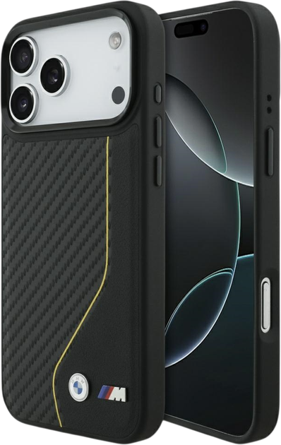 Etui plecki BMW M Carbon Line & Logo MagSafe do Apple iPhone 17 Pro Yellow (BMHMP17S25PCCSCKY) - obraz 1