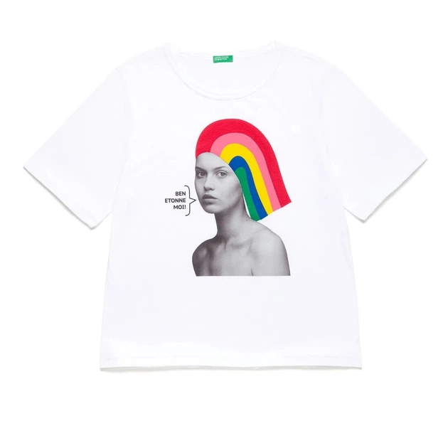 Жіноча біла футболка з принтом United Colors of Benetton M 3U29E16G1 (M) - изображение 2