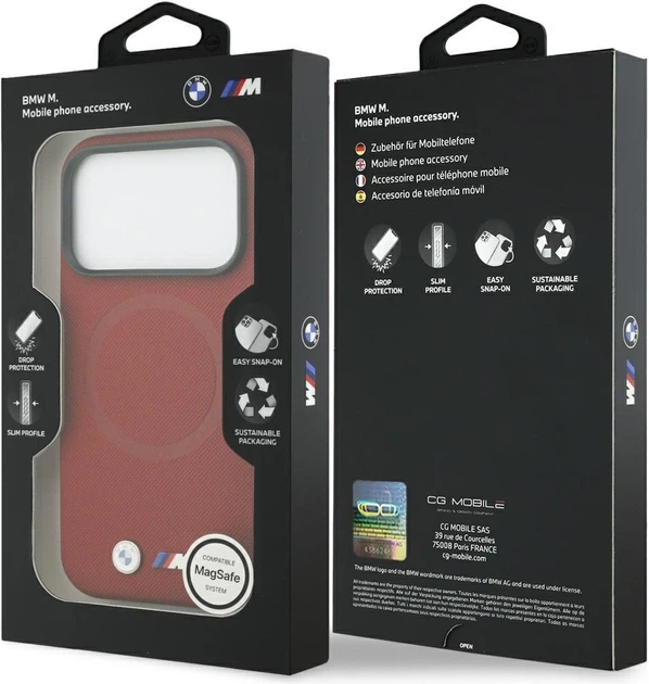 Etui plecki BMW M FW Logo Metal MagSafe do Apple iPhone 17 Pro Red (BMHMP17L25PFWSMR) - obraz 8
