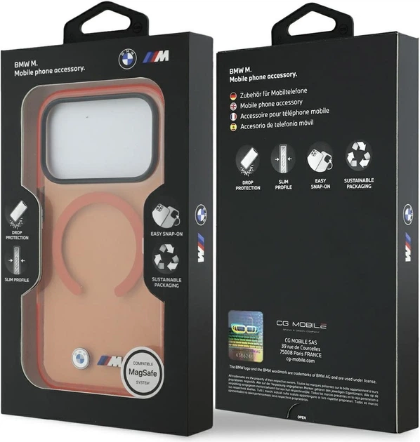 Etui plecki BMW M IML Metal Logos MagSafe do Apple iPhone 17 Pro Orange (BMHMP17L25HSMLK2O) - obraz 8