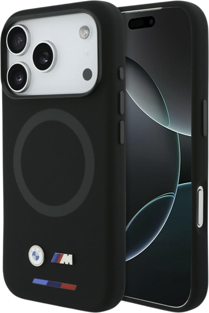 Etui plecki BMW M Silicon Logo MagSafe do Apple iPhone 17 Pro Black (BMHMP17L25SITBOK) - obraz 1