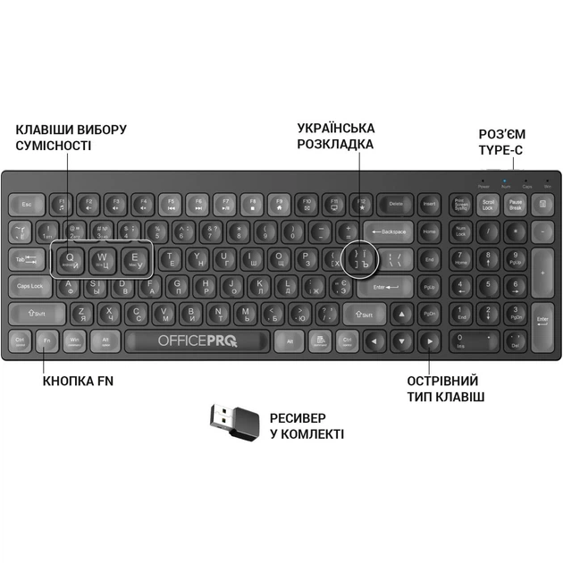 Клавиатура OfficePro SK985B Black [128852] - изображение 9