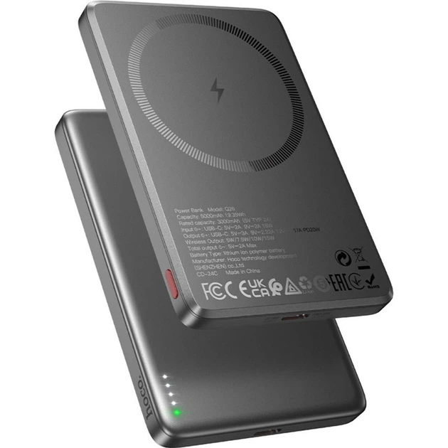 Внешний аккумулятор Hoco Q26 Joy MagSafe 5000 mAh 20W Metal Gray [117331] - изображение 4