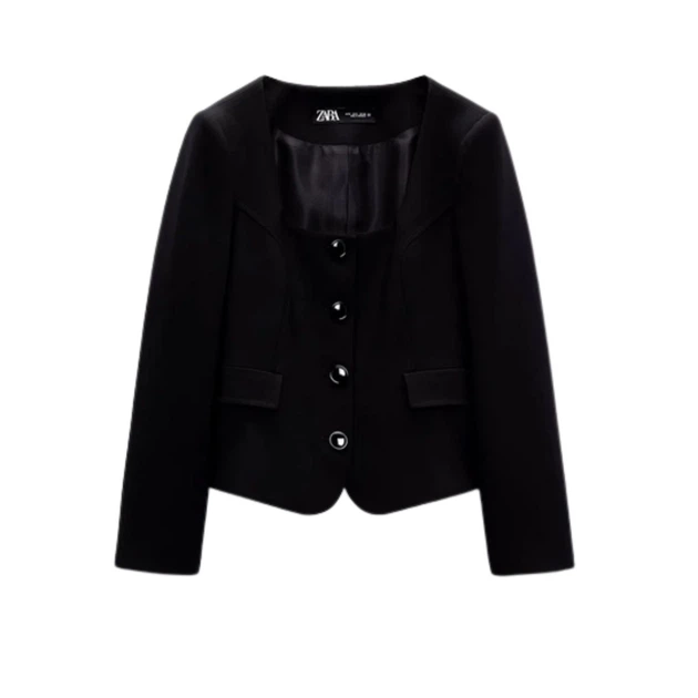 Жіночий чорний короткий однобортний жакет Zara елегантний XS 2973/636/800 (XS) - изображение 3
