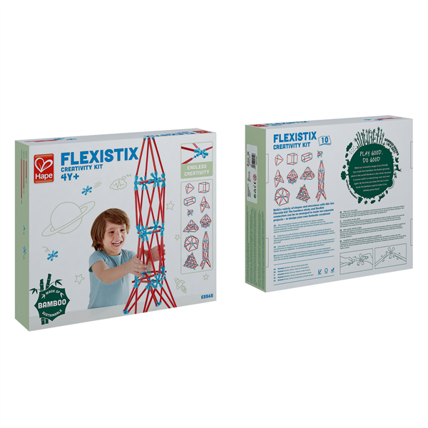 Контурный конструктор Hape Flexistix Необычные фигуры 133 детали бамбуковый (E5565) - изображение 3