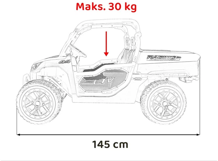 Samochód elektryczny dla dzieci Farmer Truck UTV Racing 2-osobowy Biało-pomarańczowy (5903864944082) - obraz 9