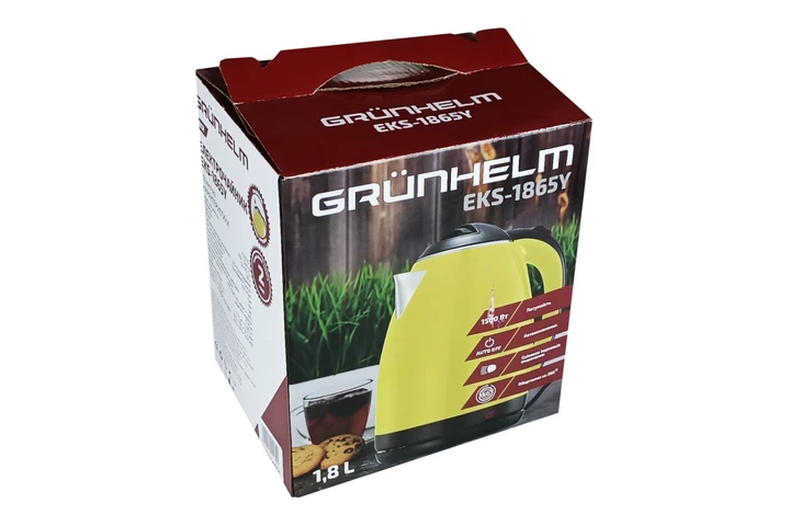 Електрочайник Grunhelm (EKS-1865Y) 1,8л, 1500Вт, жовтий - изображение 2