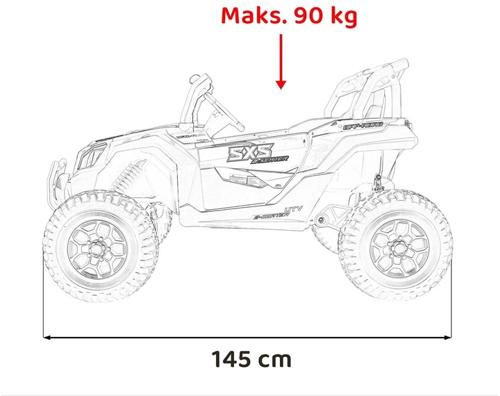 Samochód elektryczny dla dzieci UTV X3 Off-Road 2-osobowy Czerwony (5903864941968) - obraz 9