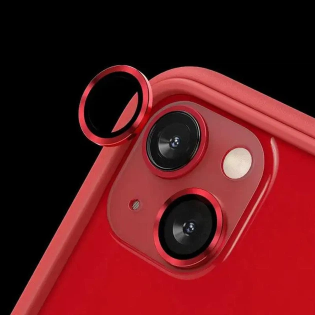Захисне скло Metal Classic на камеру (в упак.) для Apple iPhone 14 / 14 Plus Червоний / Red - изображение 4