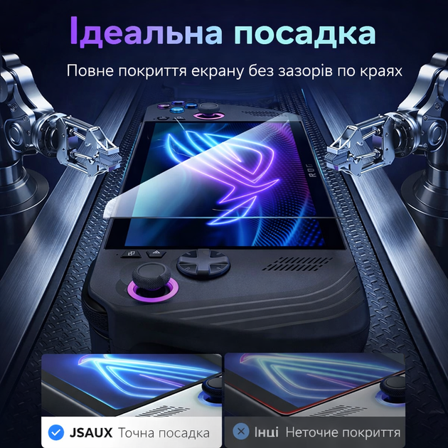 Защитное стекло JSAUX для ASUS ROG Ally, ROG Ally X, ROG Xbox Ally, MSI Claw A1M 9H с рамкой для наклеивания Глянцевое - изображение 5