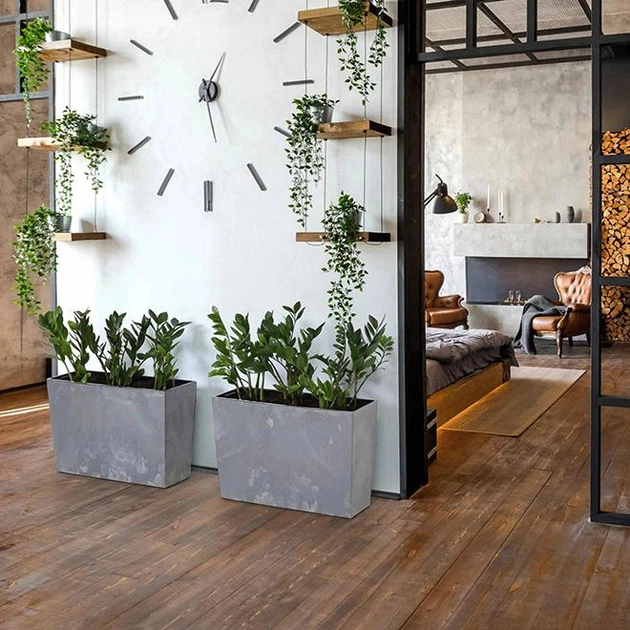 Горшок пластиковый с вкладом WERBENA ECO recycled серый бетон 56 см. (80214) - изображение 2