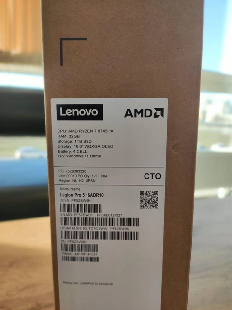 Ноутбук Lenovo Legion Pro 5 16ADR10 RTX 5070/R9 8945HX/32GB/1TB Win.11 - Фото 4 Ноутбук Lenovo Legion Pro 5 16ADR10 RTX 5070/R9 8945HX/32GB/1TB Win.11 - изображение 4