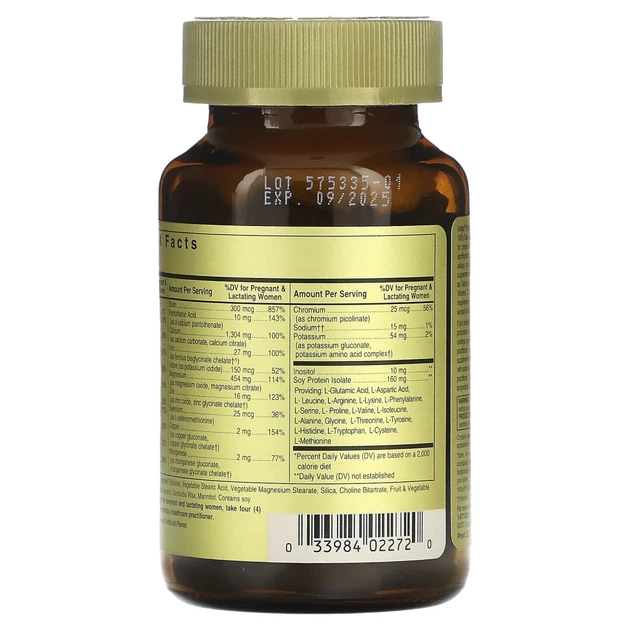 Вітаміни та мінерали для вагітних Solgar (Prenatal Multivitamin&Mineral) 120 таблеток (SOL-02272) - изображение 4