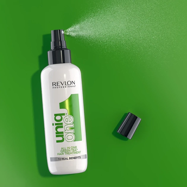 Незмивна спрей-маска для волосся з ароматом зеленого чаю Revlon Professional Uniq One All in One Green Tea Hair Treatment, 150 мл - зображення 3