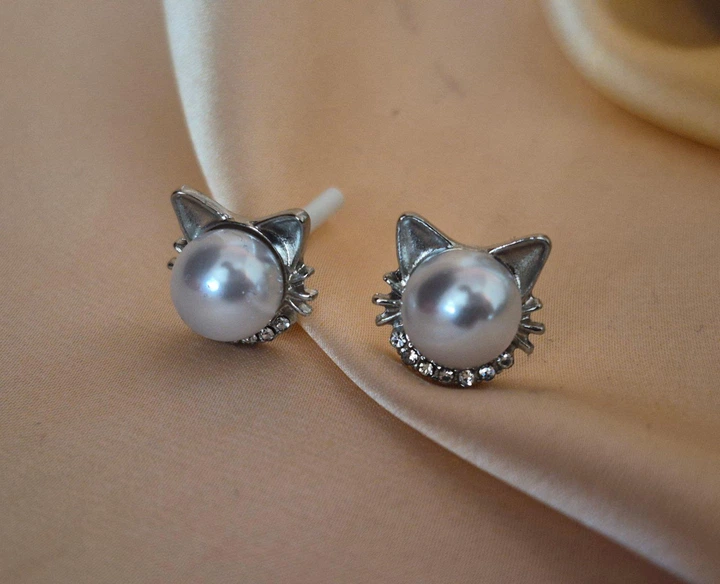 Сережки біжутерія Цвяшки Кіцюні 1.4 см Fashion Jewelry Сріблясті - зображення 2