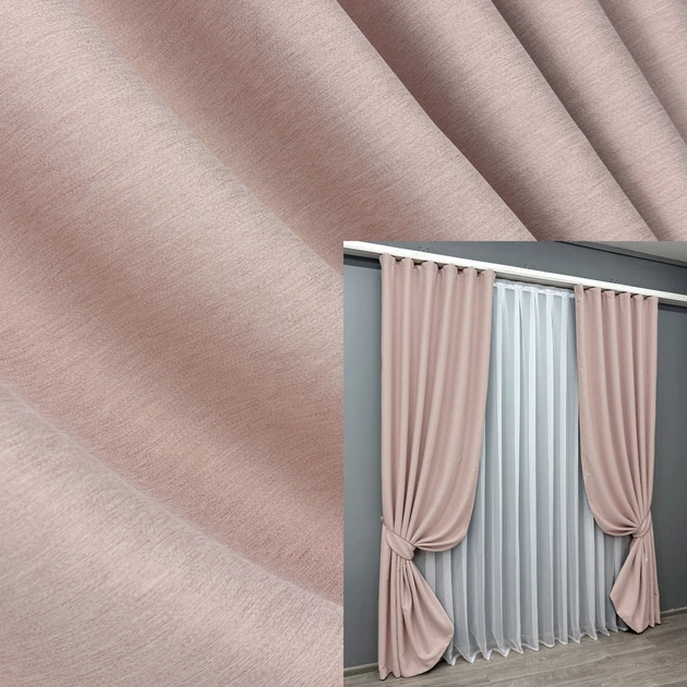 Комплект готових штор VR-Textil Блекаут двосторонній Eclipsе № 1793ш Пудровий 125х270 см 2 шт (39-962) - Фото 1 Комплект готових штор VR-Textil Блекаут двосторонній Eclipsе № 1793ш Пудровий 125х270 см 2 шт (39-962) - зображення 1