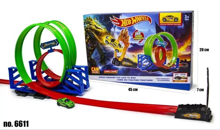 Игровой набор автотрек Hot Wheel 100 см — тройная петля, трек и машинка 661-1-1 - Фото 3 Игровой набор автотрек Hot Wheel 100 см — тройная петля, трек и машинка 661-1-1 - изображение 3