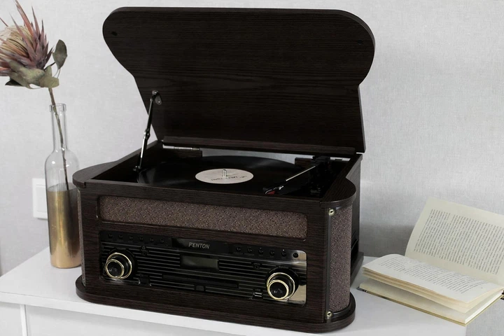 Вініловий програвач, стереосистема, музичний центр Fenton Memphis Dark Wood FM CD USB BT, грамофон для вінілових платівок - Фото 2 Вініловий програвач, стереосистема, музичний центр Fenton Memphis Dark Wood FM CD USB BT, грамофон для вінілових платівок - зображення 2
