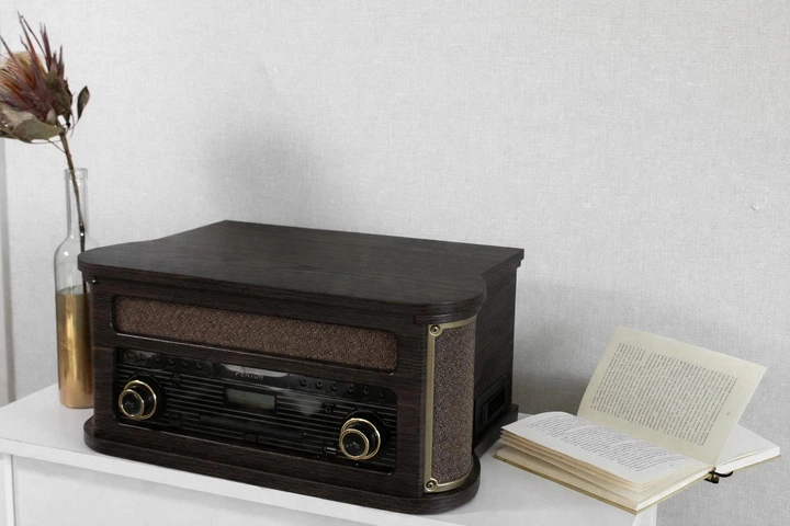 Вініловий програвач, стереосистема, музичний центр Fenton Memphis Dark Wood FM CD USB BT, грамофон для вінілових платівок - Фото 7 Вініловий програвач, стереосистема, музичний центр Fenton Memphis Dark Wood FM CD USB BT, грамофон для вінілових платівок - зображення 7