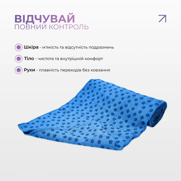 Полотенце-коврик для йоги YogaLife Yoga Mat Towel из микрофибры (Синий) - изображение 6
