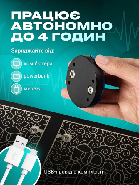 Електричний EMS масажер для ніг і стоп | Вібраційний масажний килимок для кровообігу | 9 рівнів, 6 режимів, USB - изображение 3
