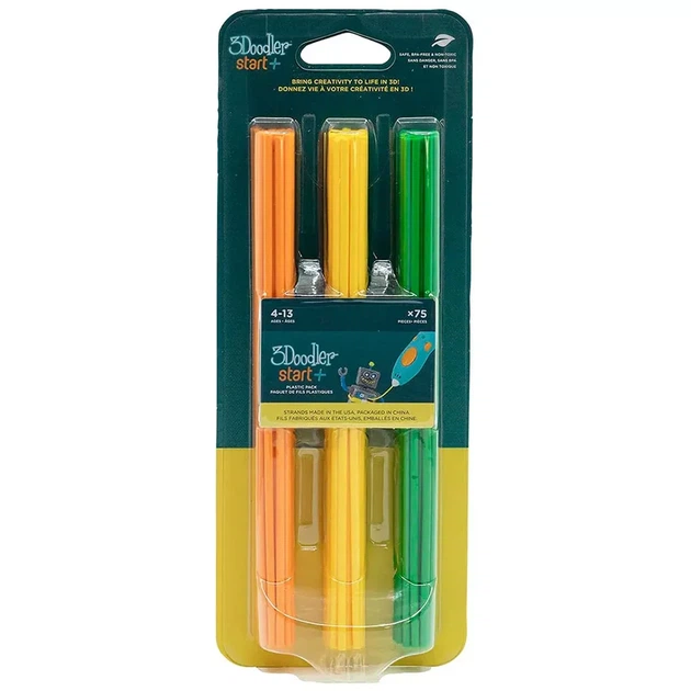 Стержни для 3D-ручки 3Doodler Start Микс 75 шт: оранжевый, желтый, зеленый (3DS-ECO-MIX2-75) - изображение 4