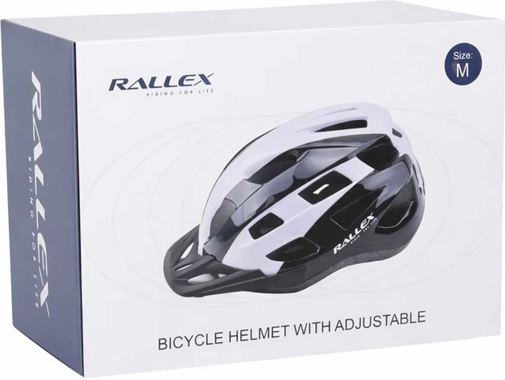 Kask rowerowy RALLEX M 54-58 cm Czarno-biały (5903039770706) - obraz 6