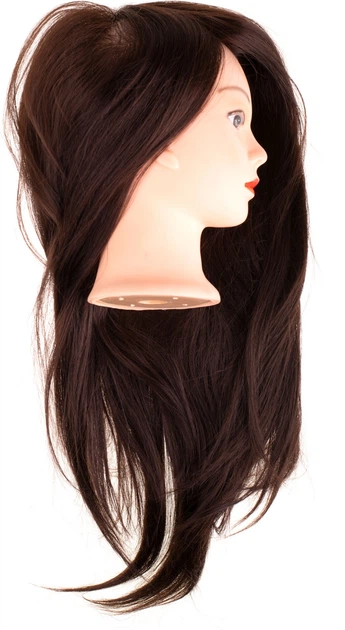 Перукарська голова KIK з натуральним волоссям для тренувань Коричнева KX6961 (5903039760752) - зображення 2