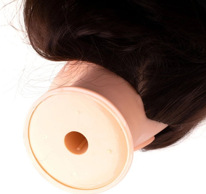 Перукарська голова KIK з натуральним волоссям для тренувань Коричнева KX6961 (5903039760752) - зображення 4