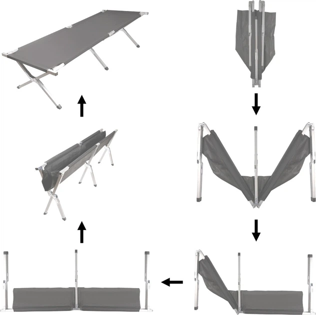 Łóżko polowe KIK LUARO Czarne (5903039759329) - obraz 4