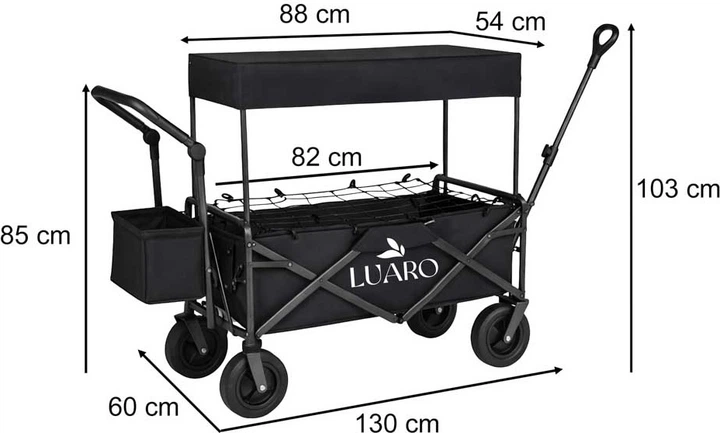Wózek turystyczny KIK LUARO składany plażowy z daszkiem i siatką Czarny (5903039770898) - obraz 15