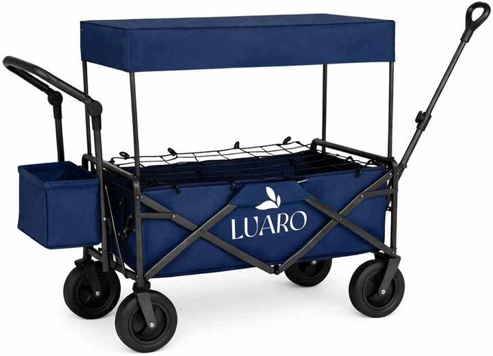 Wózek turystyczny KIK LUARO składany plażowy z daszkiem i siatką Granatowy (5903039770881) - obraz 2