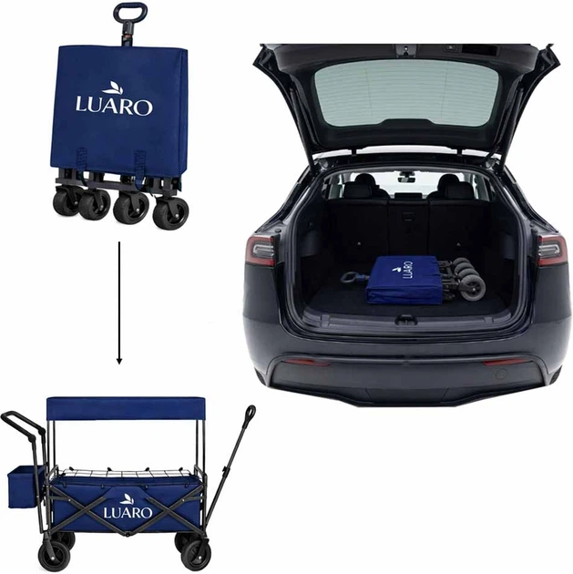 Wózek turystyczny KIK LUARO składany plażowy z daszkiem i siatką Granatowy (5903039770881) - obraz 5