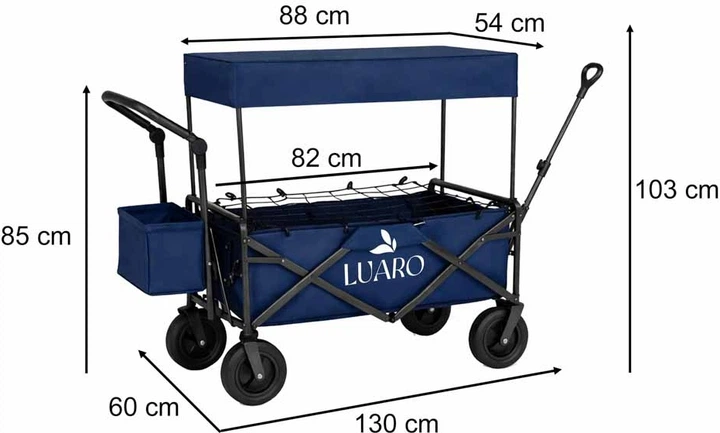 Wózek turystyczny KIK LUARO składany plażowy z daszkiem i siatką Granatowy (5903039770881) - obraz 11