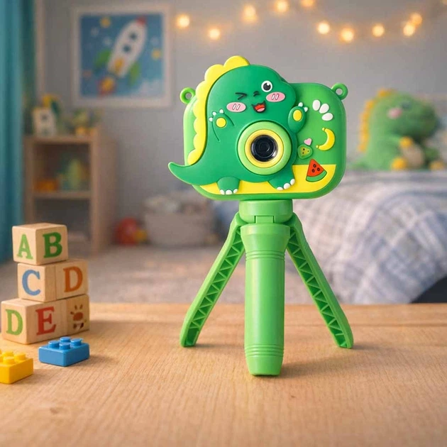 Цифрова камера дитяча KIK Динозавр на штативі Зелена KX2858_2 (5903039770287) - зображення 8