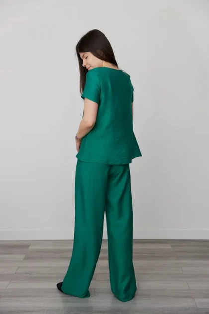Костюм жіночий Estilo повсякдений-casual льон жатка зелений 02-103 44р - Фото 2 Костюм жіночий Estilo повсякдений-casual льон жатка зелений 02-103 44р - изображение 2