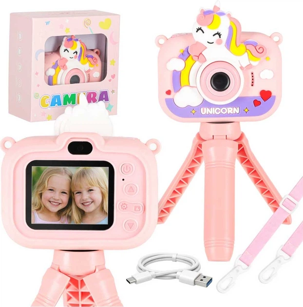 Цифрова камера дитяча KIK Єдиноріг на штативі Рожева KX2858_1 (5903039770270) - зображення 7