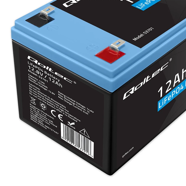 Akumulator Qoltec LiFePO4 Litowo-Żelazowo-Fosforanowy 12.8V 12Ah 153.6Wh BMS 53701 (5901878537016) - obraz 3