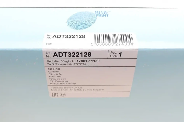 Фільтр повітряний Toyota Land Cruiser 2.8 D4d 09- BLUE PRINT ADT322128 - Фото 5 Фільтр повітряний Toyota Land Cruiser 2.8 D4d 09- BLUE PRINT ADT322128 - изображение 5