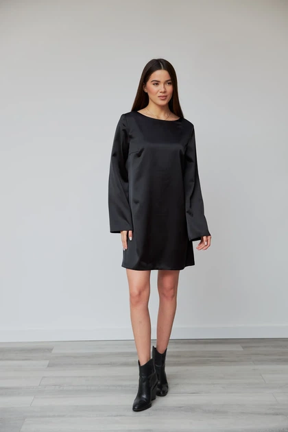 Сукня жіноча Estilo святкова шовк чорний 01-223 44р - Фото 1 Сукня жіноча Estilo святкова шовк чорний 01-223 44р - зображення 1