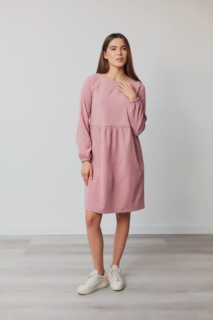 Сукня жіноча Estilo повсякденна-casual мікровельвет пудровий 01-203 42р - Фото 1 Сукня жіноча Estilo повсякденна-casual мікровельвет пудровий 01-203 42р - изображение 1