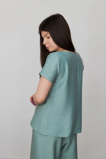Костюм жіночий Estilo повсякдений-casual льон жатка морська хвиля 02-103 48р - Фото 2 Костюм жіночий Estilo повсякдений-casual льон жатка морська хвиля 02-103 48р - изображение 2