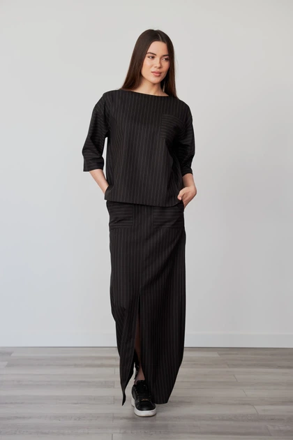 Костюм жіночий повсякдений-casual костюмка Тіар чорний 02-108 46р - Фото 1 Костюм жіночий повсякдений-casual костюмка Тіар чорний 02-108 46р - изображение 1